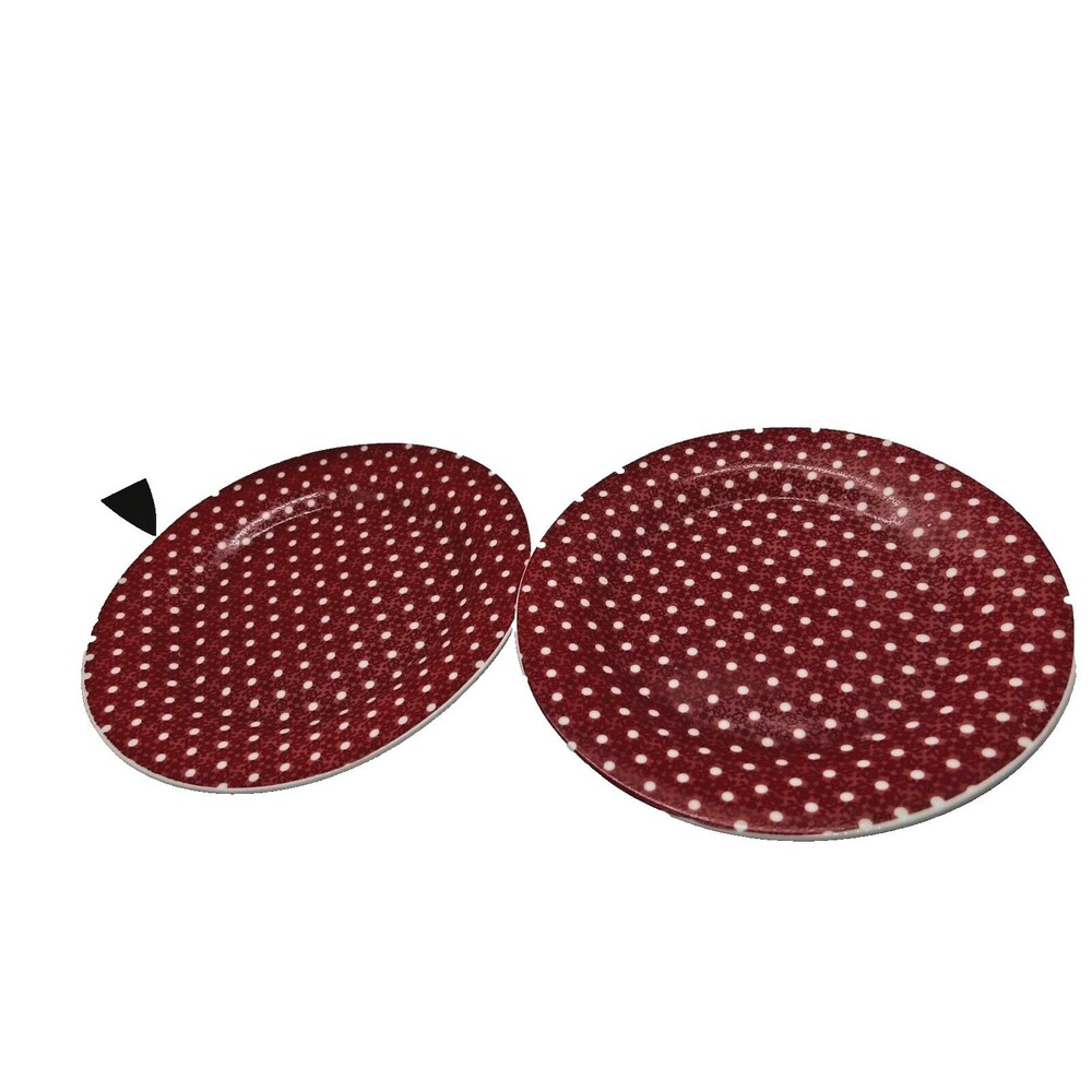 2 Royal Norfolk Red White Polka Dot  7 7/8" Plate christmas fun vintage 1504